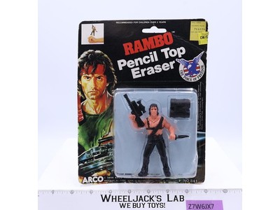 Rambo Pencil Top Eraser #841 Rambo Arco 1986 Vintage NEW SEALED