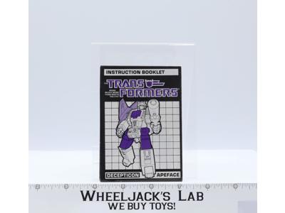 Apeface Action Figure Instruction Manual Booklet 1987 Hasbro G1 Transformers