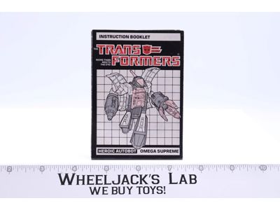 Omega Supreme Action Figure Instruction Manual 1985 Hasbro G1 Transformers