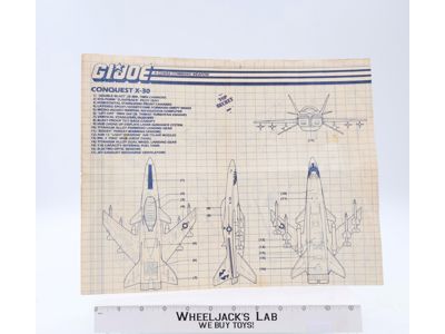 Conquest X-30 1986 ORIGINAL Instructions Blueprints G.I. Joe Action Figure