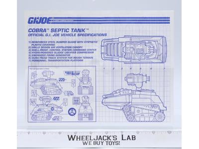 Septic Tank 1991 ORIGINAL Instructions/ Blueprints G.I. Joe Hasbro Action Figure