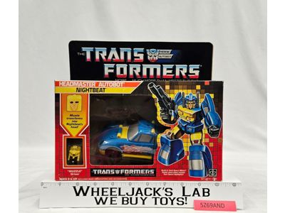 Headmaster Nightbeat W/BOX & INSERT 100% Complete Vintage G1 Transformers MIB