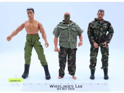 Lot of 3 Action Man G.I. Joe 12" Action Figures + Accessories 1990's Hasbro