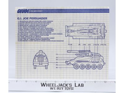 Persuader 1987 ORIGINAL Instructions / Blueprints G.I. Joe Hasbro Action Figure