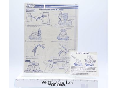 Cobra Bunker 1985 ORIGINAL Instructions/ Blueprints G.I. Joe Hasbro Vehicle