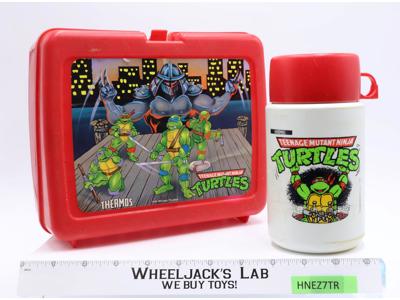 Teenage Mutant Ninja Turtles TMNT Plastic Lunchbox W/ Thermos 1990 Thermos Brand