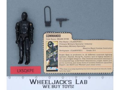 Snake Eyes V1 Straight Arms 100% Complete G.I. Joe 1982 Hasbro Vintage Figure