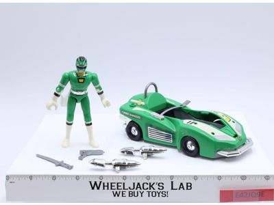 Green Turbo Cart W/ Ranger Power Rangers 1997 Bandai Action Figure Car