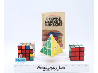 Rubik's Cube LOT Pyraminx Pyramid Triangle Puzzle 1980's + Book