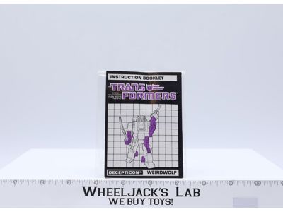 Weirdwolf Action Figure Instruction Booklet Manual 1987 G1 Transformers