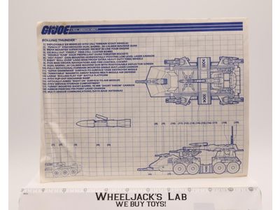 Rolling Thunder 1988 ORIGINAL Instructions Blueprints G.I. Joe Hasbro Vehicle