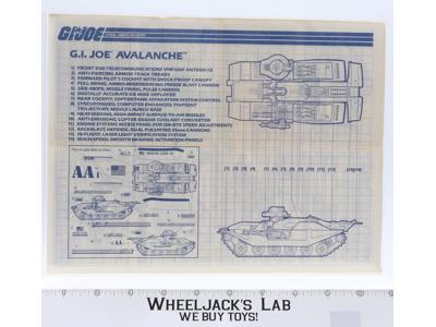 G.I. Joe Avalanche 1990 ORIGINAL Instructions/ Blueprints G.I. Joe Hasbro