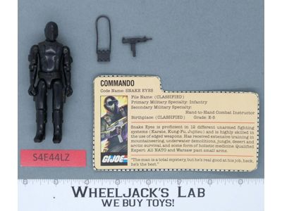 Snake Eyes V1 Straight Arms 100% Complete G.I. Joe 1982 Hasbro Vintage Figure