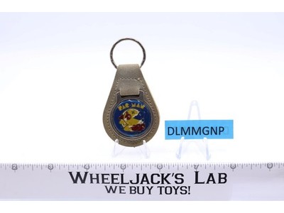 Pac Man Gray Suede Leather And Metal Keychain TM MM NOS