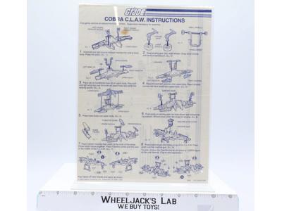 Cobra C.L.A.W. 1984 ORIGINAL Instructions/ Blueprints G.I. Joe Action Figure