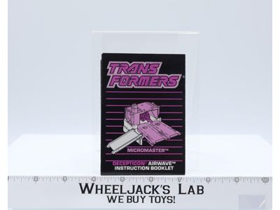 Airwave Instructions Manual Booklet 1989 Hasbro G1 Transformers