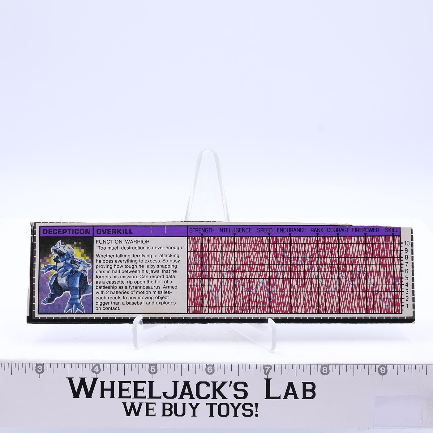 Overkill Action Figure Tech Spec 1986 Vintage Hasbro G1 Transformers