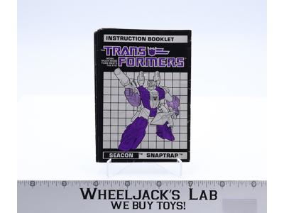 Snaptrap Action Figure Instruction Booklet Manual 1988 Vintage G1 Transformers
