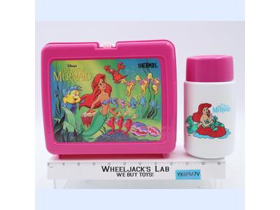The Little Mermaid Plastic Lunchbox W/ Thermos Mug Disney Thermos Brand NEW MINT