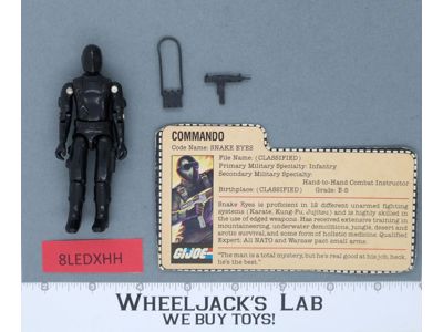Snake Eyes V1 Straight Arms 100% Complete G.I. Joe 1982 Hasbro Vintage Figure