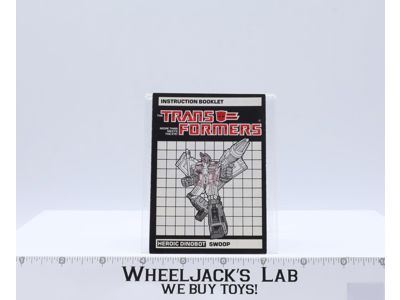 Swoop Action Figure Instruction Manual Booklet 1985 Hasbro G1 Transformers