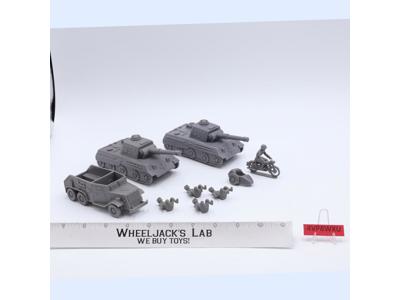 Lot of 8 German Tanks Halftrack MOTORCYCLES WWII 1/32 Scale MARX Toy Soldiers
