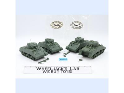 Set of 4 Green M4 Sherman Tanks WWII Plastic Toy Soldiers Unbranded 8" Long