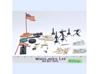 Lot of Miscellaneous Toy Soldier Accessories Guns/Flags/Tires/Machine Guns CTS