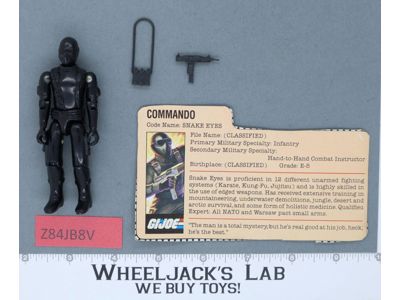 Snake Eyes V1 Straight Arms 100% Complete G.I. Joe 1982 Hasbro Vintage Figure