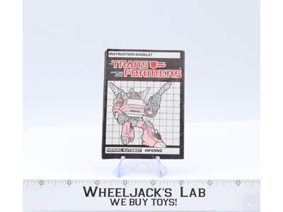 Inferno Action Figure Vintage Instruction Manual 1985 Hasbro G1 Transformers
