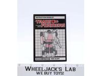 Red Alert Instruction Manual Booklet 1985 Hasbro G1 Transformers