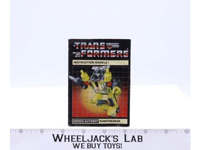 Sunstreaker Action Figure Instruction Manual 1985 Vintage Hasbro G1 Transformers
