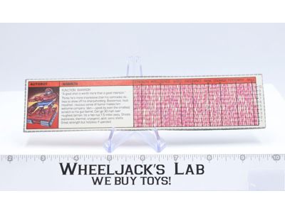 Warpath Action Figure Tech Spec 1985 Vintage Hasbro G1 Transformers