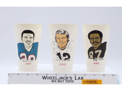 Set of 3 NFL 1973 7 Eleven Slurpee Cups Steelers Raiders Oilers