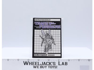 Ransack Action Figure Instruction Manual Booklet 1985 Hasbro G1 Transformers