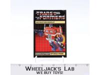 Optimus Prime Action Figure Instruction Manual Booklet 1985 G1 Transformers