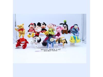 Lot of 13 Disney Store Plush Action Figures Pooh Eeyore Little Mermaid Mickey