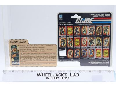 Zap v1.5 Explosion 20-Back CARD ONLY GI Joe 1983 Hasbro Vintage