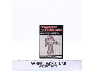 Grapple Action Figure Instruction Manual Booklet 1985 G1 Transformers