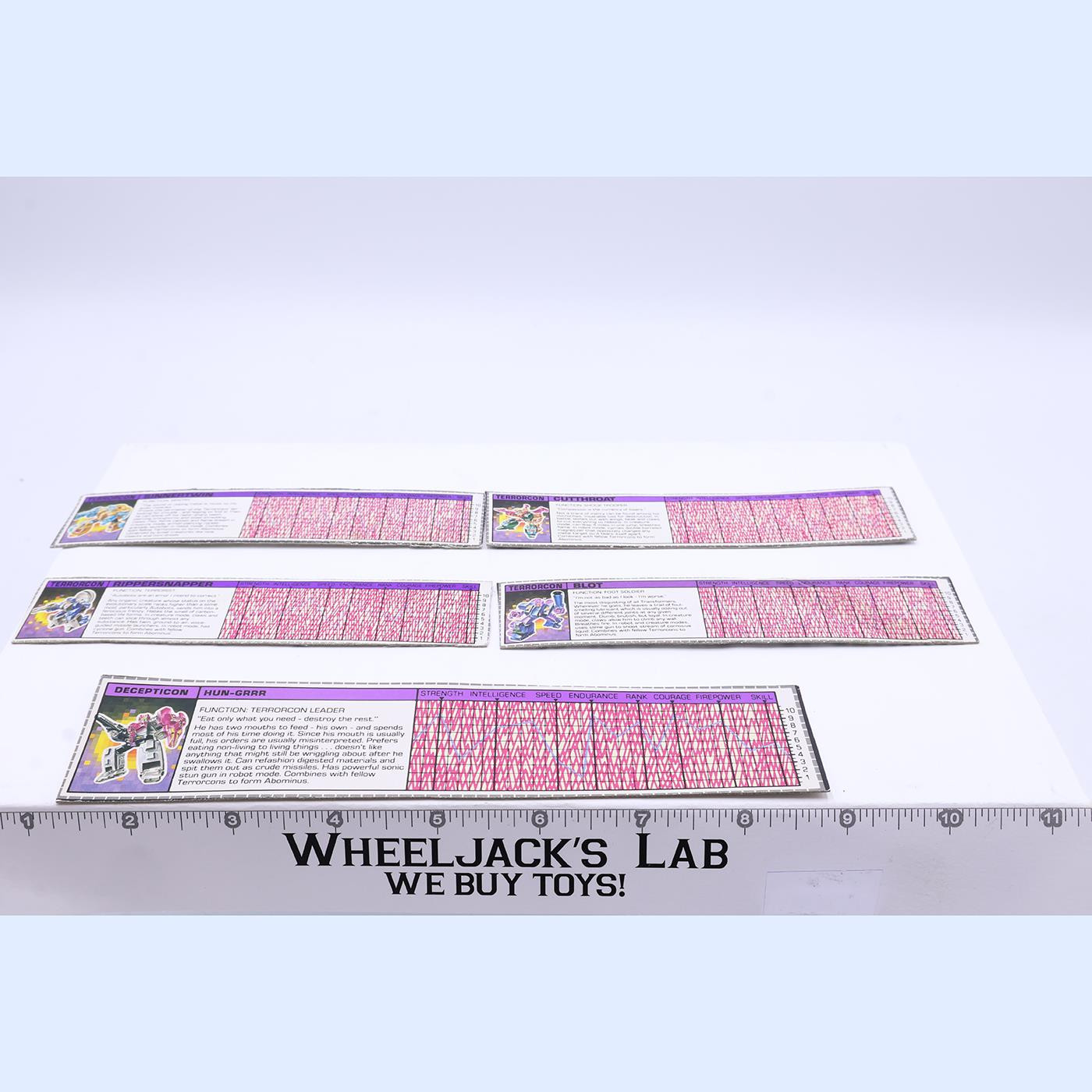 Abominus Lot of 5 Action Figure Tech Specs 1985 Vintage Hasbro G1 Transformers