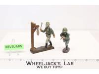 WWII German Soldiers (2) Gas Mask Gas Alarm Toy Soldiers 3" Elastolin Lineol
