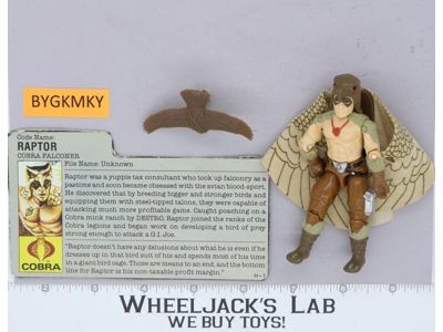 Raptor V1 100% Complete G.I. Joe 1987 Hasbro Vintage Action Figure
