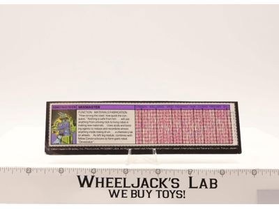 Mixmaster Action Figure Tech Spec 1985 Vintage Hasbro G1 Transformers