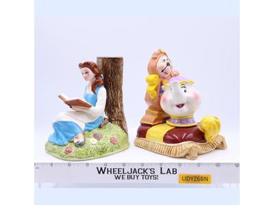Belle & Mrs. Potts Cogsworth Book Ends Beauty and the Beast Disney NEW