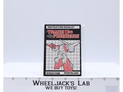 Pointblank Action Figure Vintage Instruction Manual 1986 Hasbro G1 Transformers