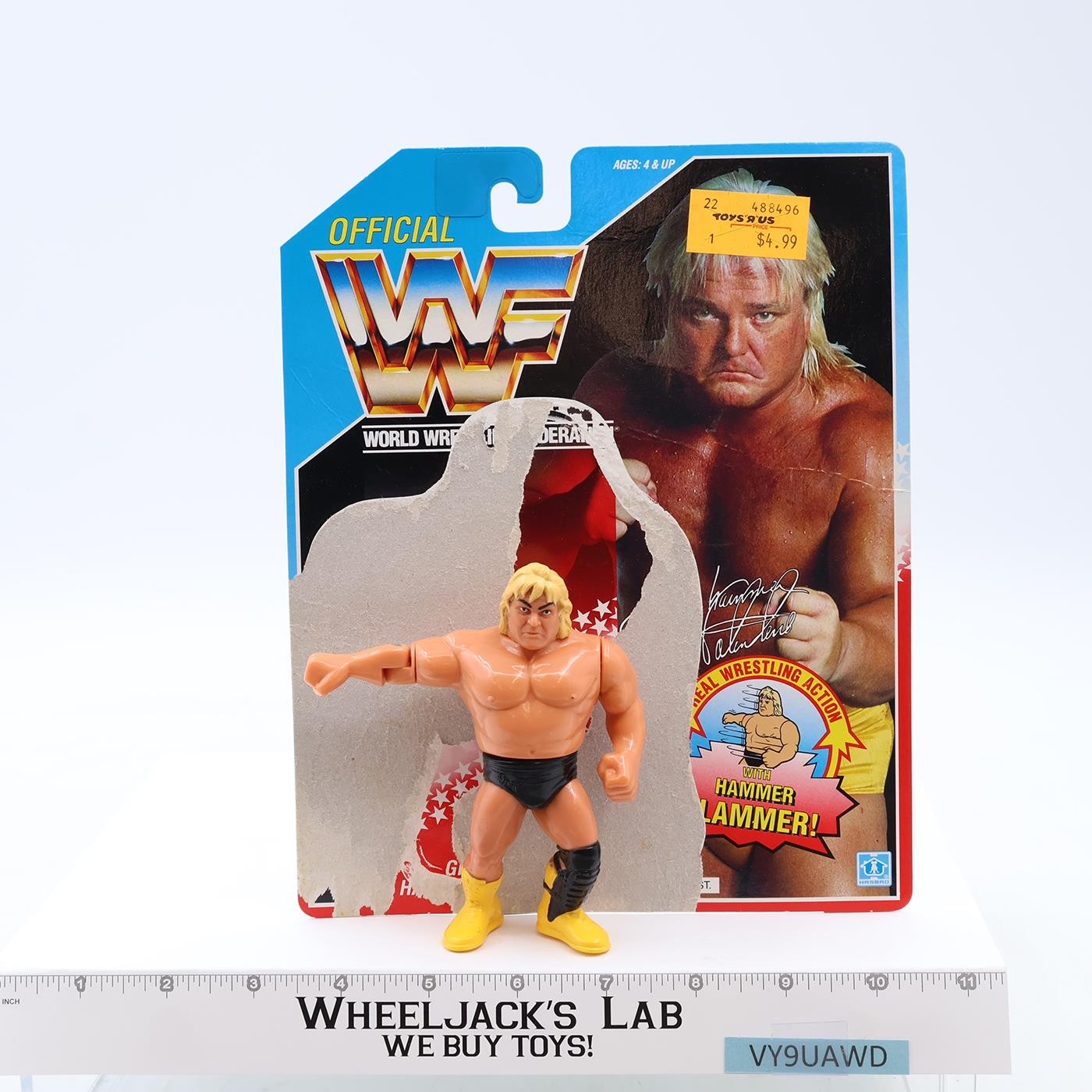 Greg The Hammer Valentine W/Card WWF Wrestling 1990 Hasbro Action Figure