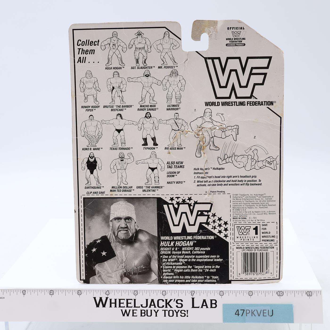 Hulk Hogan W/CARDBACK 1991 WWF Wrestling Hasbro Action Figures