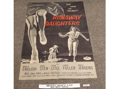 Runaway Daughters Marla English Original 1956 Movie Poster 38 x 24