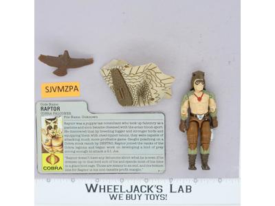 Raptor V1 100% Complete G.I. Joe 1987 Hasbro Vintage Action Figure