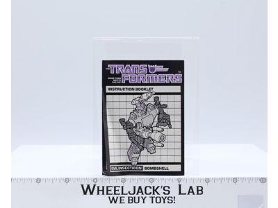 Bombshell Action Figure Instruction Manual Booklet 1985 Hasbro G1 Transformers